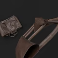 Rustic Wooden Ladder With Hanging Leather Bags For Daily Home Use