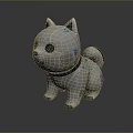 Grey Robot Dog Toy Featuring Green Eyes Blue Accents And Glowing Parts