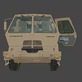 Khaki Colored Six Wheeled Military Utility Vehicle With Sturdy Design And Open Door Cargo Bed