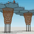 Modern Woven Design Tower Featuring Top Platform And People Standing 3d model