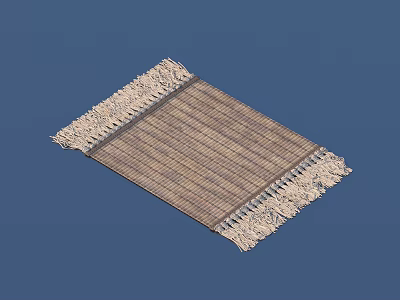Natural Bamboo Woven Striped Mat With Fringe Edges For Home Use 3d model