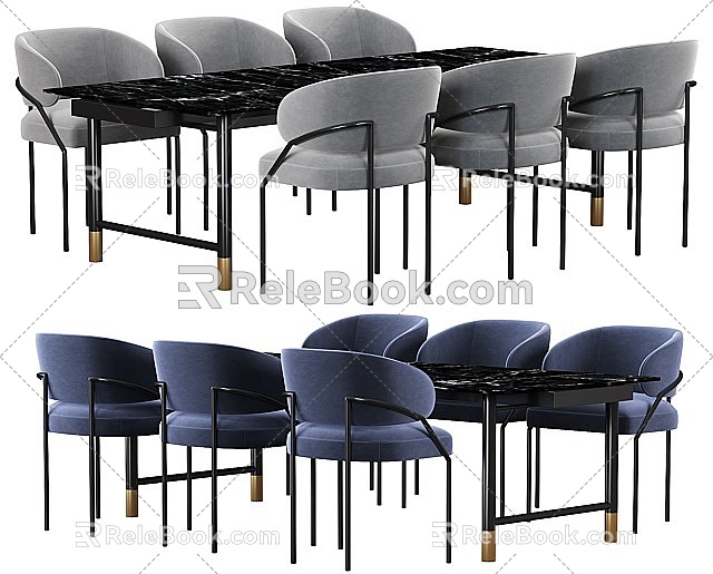 Seat Table Dining Table and Chair Combination Single Chair Chair Dining Table Meeting Table and Chair Combination 3d model