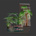 Decorative Miniature Landscape With Rockery Flowing Water Green Plants And Ornaments