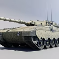 Military Tank With Heavy Armored Body Long Barrel Cannon And Tracked Chassis