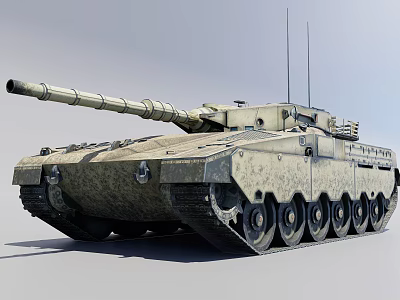 Military Tank With Heavy Armored Body Long Barrel Cannon And Tracked Chassis 3d model