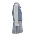 Blue Knitted Vest White Long Sleeve Shirt With Bow Tie And Plaid Pleated Skirt Outfit