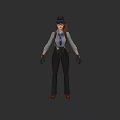Vintage Detective Outfit with Shirt Vest Tie Pants Gloves Hat and Boots