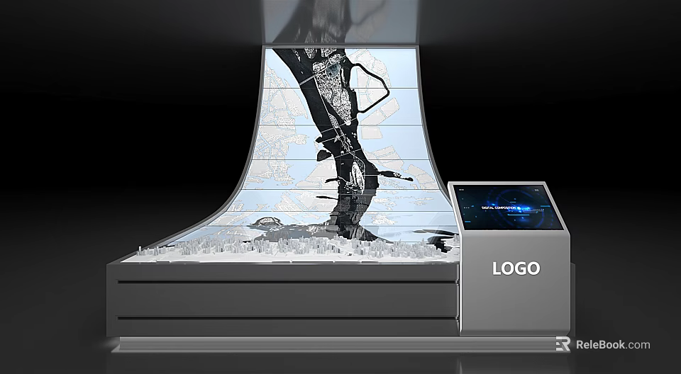 Commercial Display Equipment With Curved Screen Control Panel And Logo Display For Modern Retail 3d model 