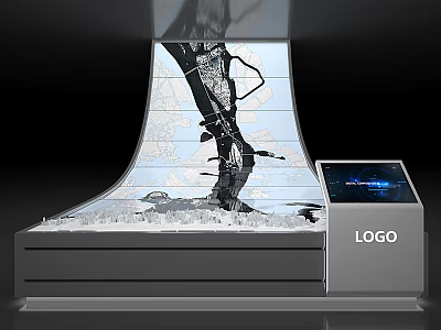 Commercial Display Equipment With Curved Screen Control Panel And Logo Display For Modern Retail 3d model