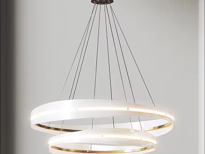 Modern Layered Circular Pendant Light With White Gold Illuminated Rings Design 3d model