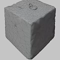 Concrete Block With Red PFF Letters Metal Ring On Top And Hole