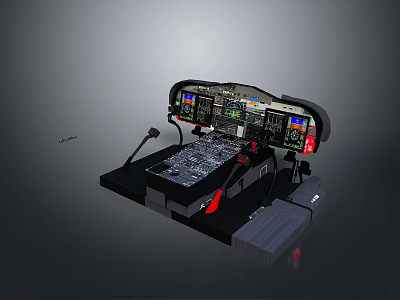 Flight Simulator Cockpit With Multiple Displays Control Panel And Joystick 3d model