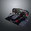 Flight Simulator Cockpit With Multiple Displays Control Panel And Joystick