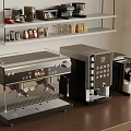 Two Modern Stainless Steel Coffee Machines As Kitchen Appliances On Counter