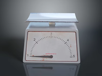 Vintage Mechanical Scale With Analog Dial Pointer And Measurement Markings 3d model