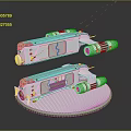3D Model Display Of Advanced Spacecraft Modules With Yellow Thrusters And Circular Base 3d model