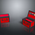 Red And Black Storage Boxes With Open Closed Lids And Red Interior 3d model