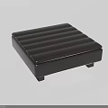 Black Striped Leather Ottoman Modern Minimalist Square Footrest With Short Legs For Home Use