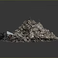 Large Construction Waste Pile With Crushed Stones Bricks Concrete Blocks And Debris