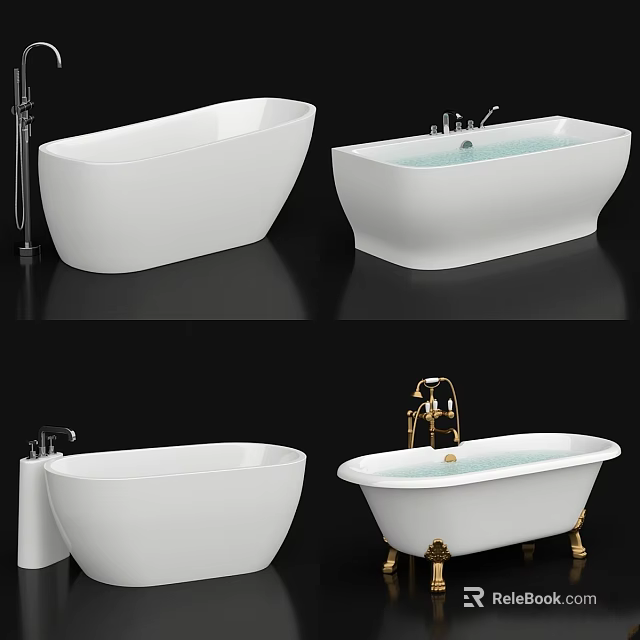 Stylish Bathtub Designs for Bathroom Washing Daily Use with Faucet and Classic Styles 3d model 