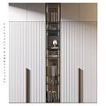 Modern Decorative Cabinet With Glass Shelves Displaying Books And Decorative Items