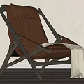 Modern Leisure Chair With Wooden Frame Brown Cushion Pillow And White Blanket