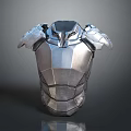 Futuristic Silver Metallic Breastplate With Shoulder Armor And Geometric Design