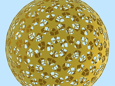 Decorative Golden Hollow Sphere Featuring Intricate Detailed Geometric Cutout Patterns 3d model