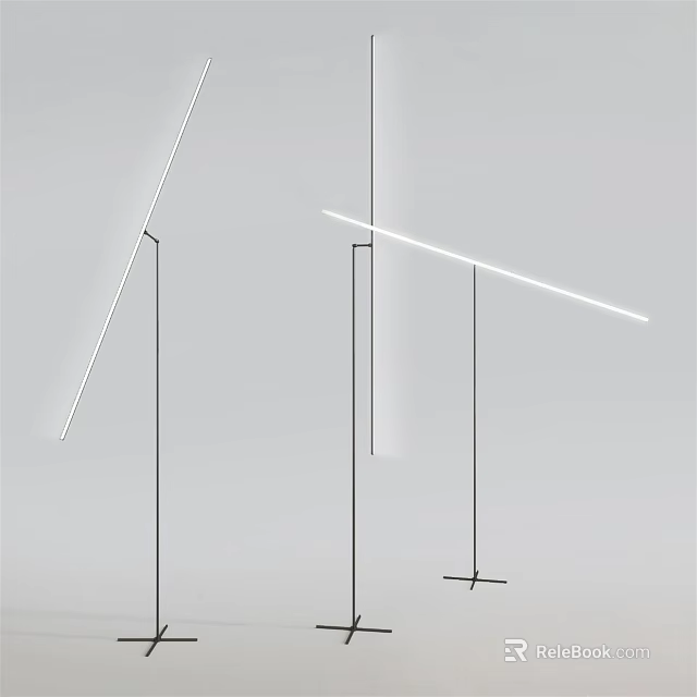 Modern Minimalist Floor Lamp With Sleek Metal Frame And Adjustable Light Bar 3d model 