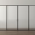Modern Sliding Doors With Black Frame And Vertical Striped Glass For Interior Space 3d model