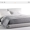 Double Bed with Soft Mattress White Pillows and Gray Duvet in Modern Design
