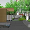 Garden Landscape Design With Lush Green Trees Wooden Pathways Pond And Rock Formations