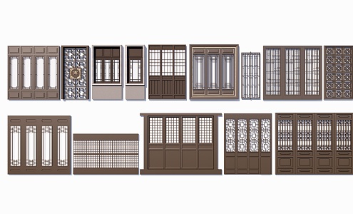 New Chinese style door, door and window, ancient built door and window, lattice window, single door 3d model