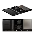 Modern Kitchen Appliances Set Featuring Black Glass Gas Stove Cooktop And Range Hood