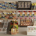 supermarket shelf snack shelf refrigerated shelf bread display rack 3d model