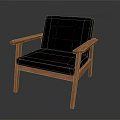 Modern Wooden Armchair with Black Padded Seat Backrest and Sturdy Legs Design