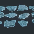 Multiple Blue Ice Crystal Shards With Various Shapes On Dark Background 3d model