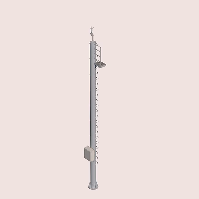 Industrial Equipment Featuring Metal Pole Ladder Platform And Equipment Box 3d model