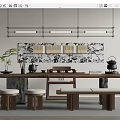 New Chinese Tea Table and Chair Combination Tea Table and Tea Set 3d model