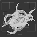 Game And Movie Character With White Torso Purple Tentacles Holding Item And Two Blue Dragons