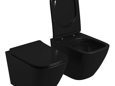 Sleek Black Modern Toilets With Closed Lid And Open Lid In Bathroom Design 3d model