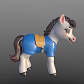 Adorable Reptile Toy Figurine In Blue Outfit With Yellow Saddle And Black Eyes