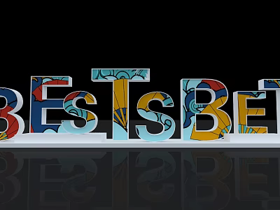 Colorful Decorative Letter Wall Decor With Vibrant Patterns And Artistic Designs 3d model