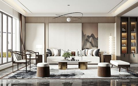 New Chinese Living Room 3d model