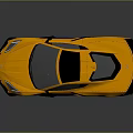 Yellow Sports Car With Aerodynamic Body Black Rear Spoiler And Shiny Alloy Wheels