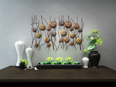 New Chinese Vase Plant Combination 3d model