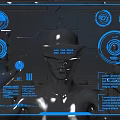 Virtual Reality Holographic Interface With Interactive Touch And Future Tech Elements