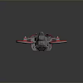 Modern Drone Concept Design With Four Rotors Red Rings Gray Body And Aerodynamic Structure
