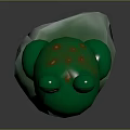 Cute Green Frog Plush Toy With Big Eyes On Stone Base