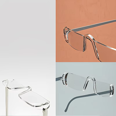 Modern Glasses High Precision Myopia Glasses Combination Sky Blue Glasses Basket Glass Lens Myopia Glasses 3d model